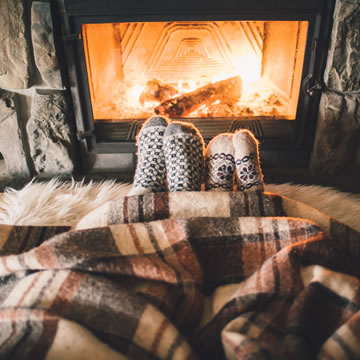 Feet in woollen socks