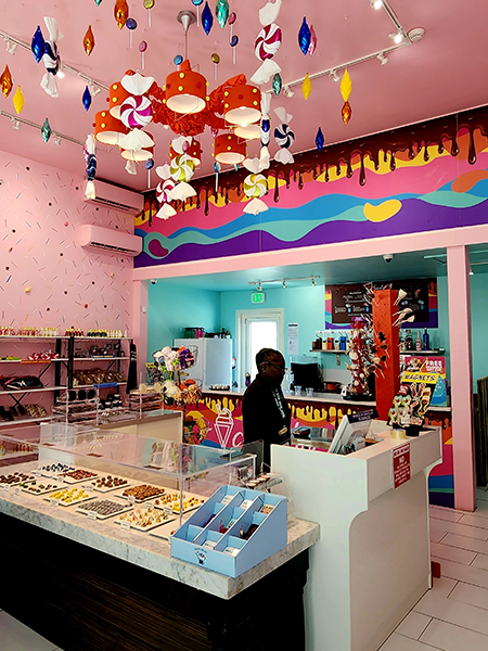 photo of a colorful shop, run by a Bahamian local. 