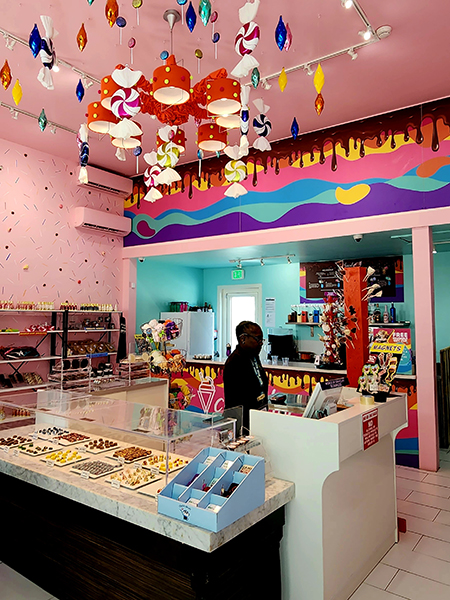 photo of a colorful shop, run by a Bahamian local.