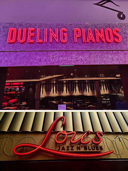 Dueling Pianos and Lou's Jazz n' Blues, two bars on the Icon of the Seas