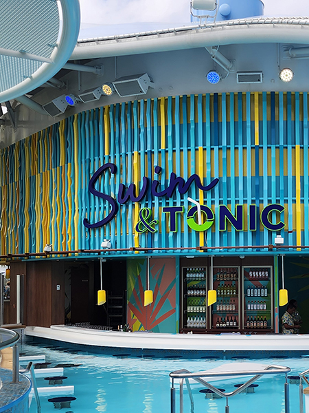 Swim & Tonic on Royal Caribbean's Icon of the Seas, the largest swim-up bar on a cruise ship.