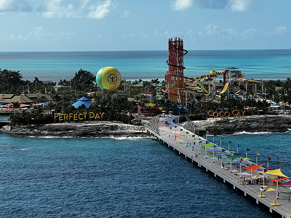 Aerial photo of Perfect Day at Coco Cay, the Royal Caribbean Cruise line's private island